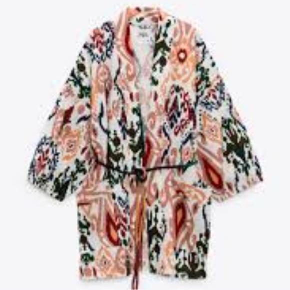 Zara 2pc Hanoi Ikat KIMONO & Shorts Set size -Medium NWT - Picture 6 of 9